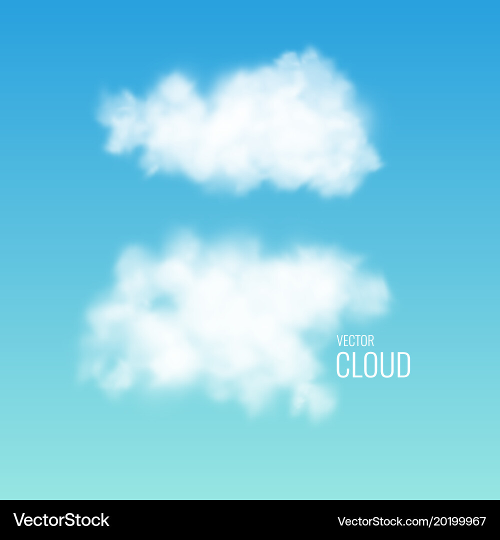 Transparent white cloud on the sky realistic vector image