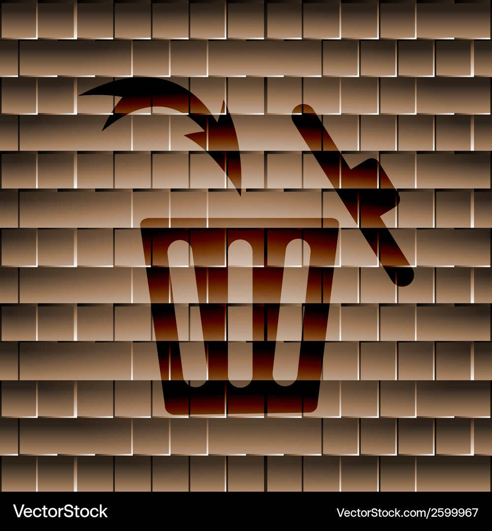Trash bin flat modern web button and space Vector Image