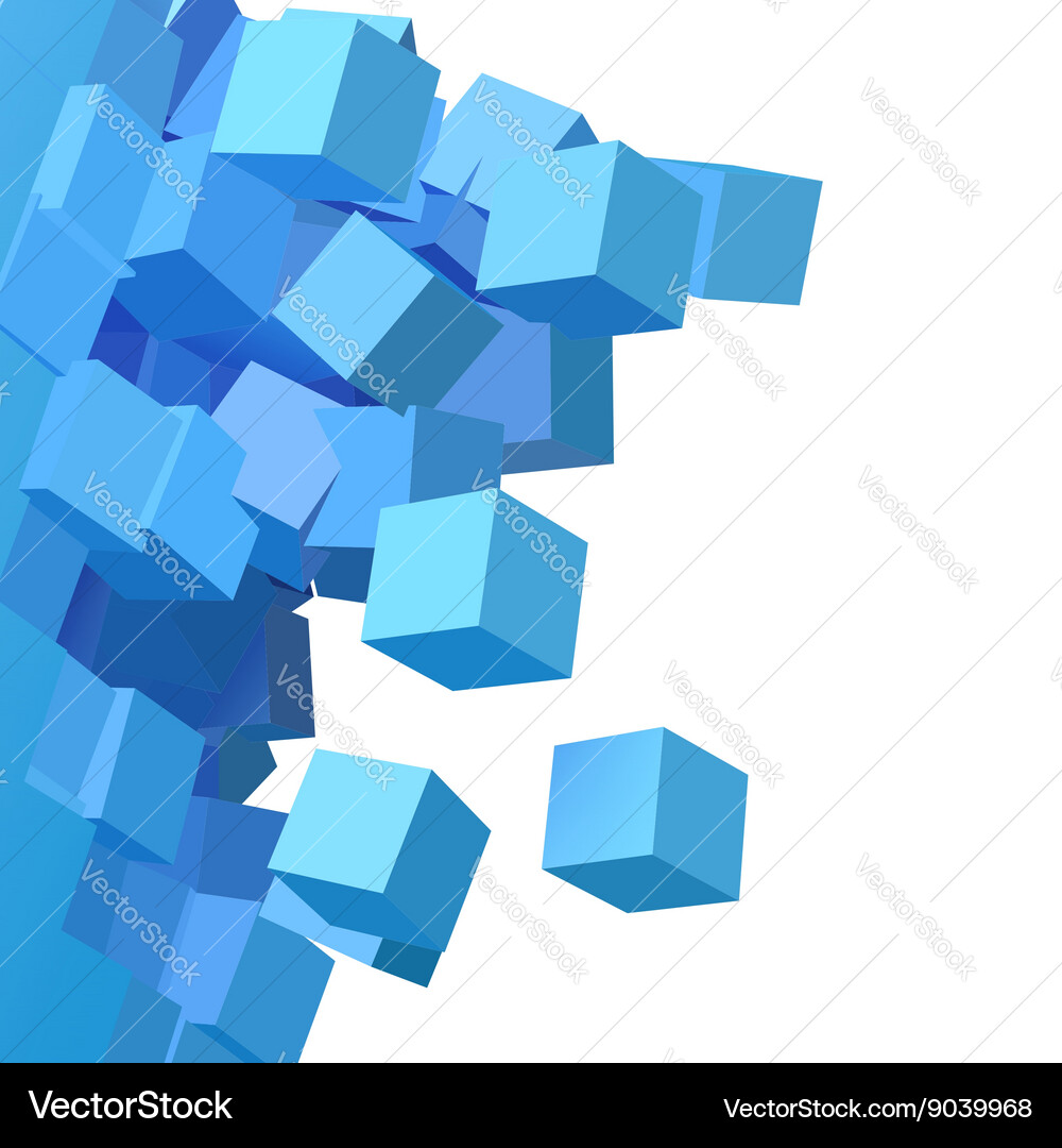 3d explosion background with cubical Vector Image