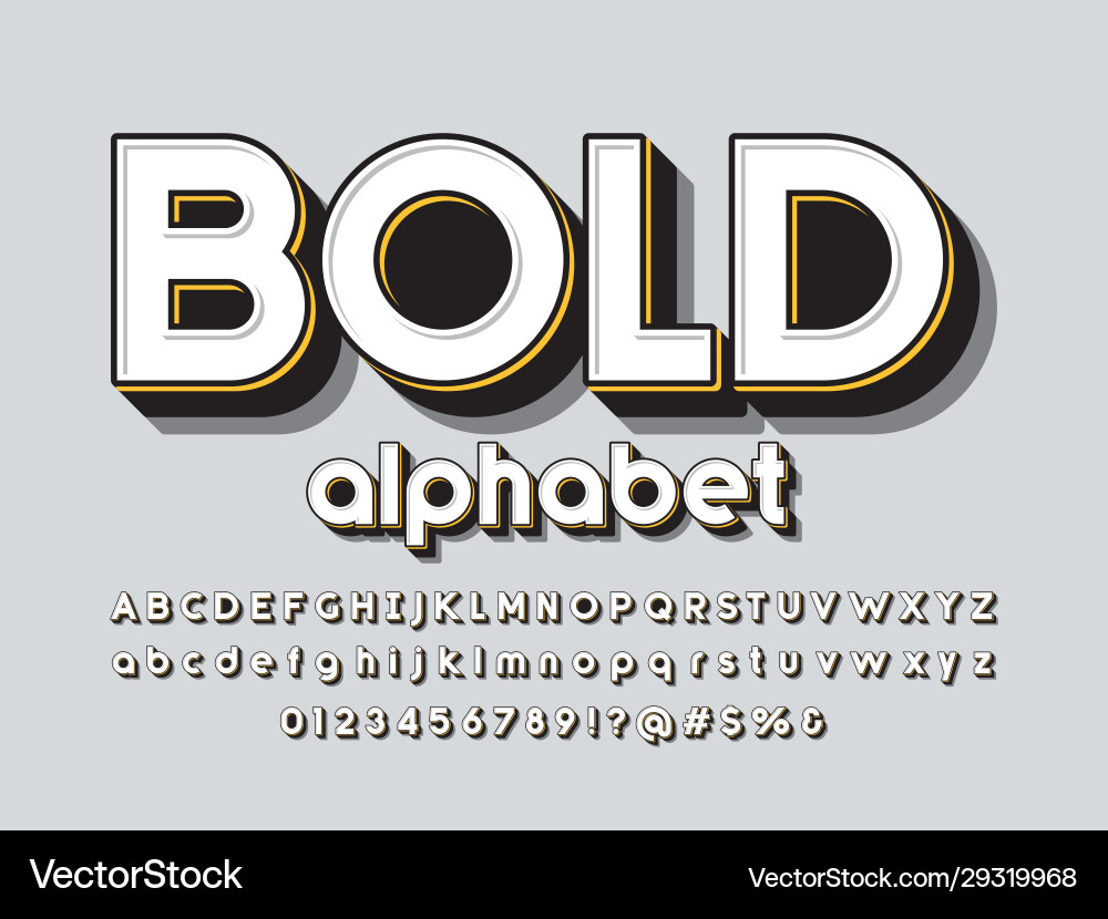 Bold 3D Alphabet Font Set Vector Image