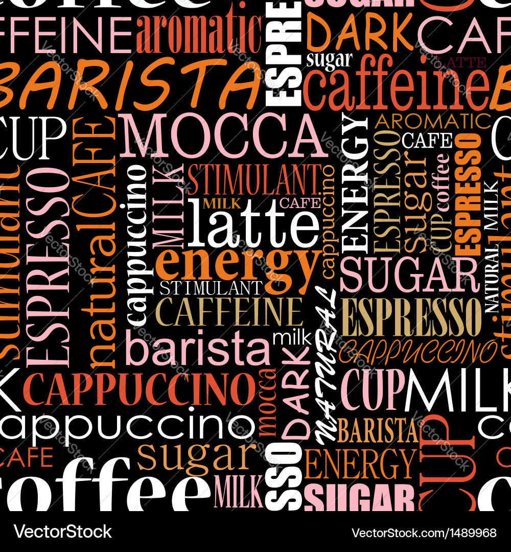 Coffee Tags Seamless Background vector image