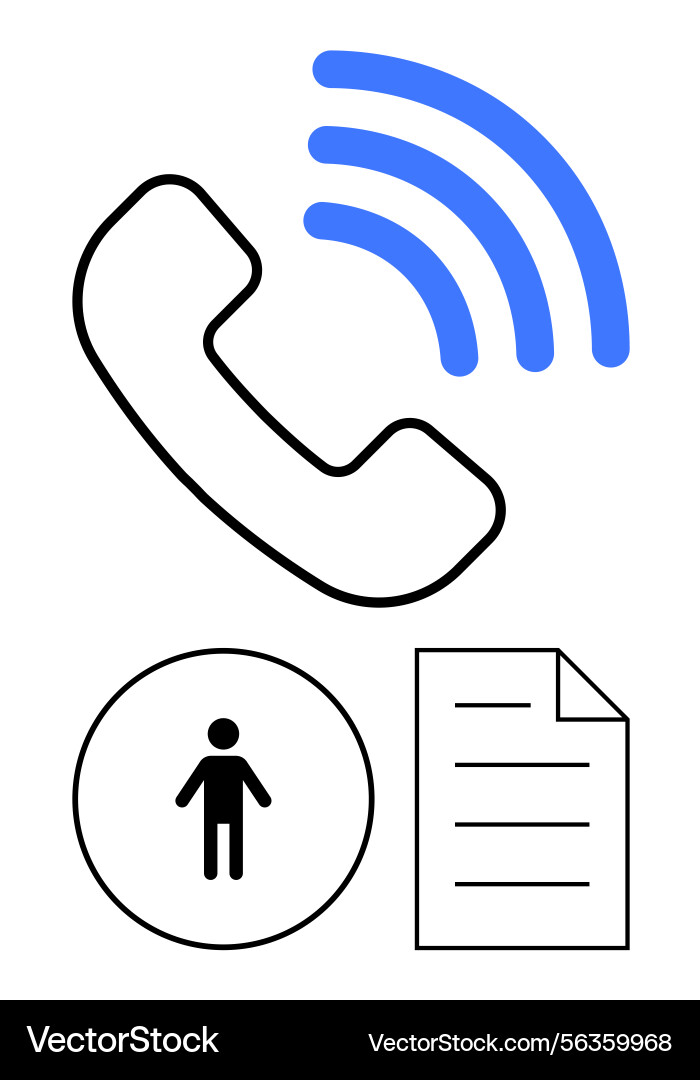 Communication via phone with contact and document Vector Image