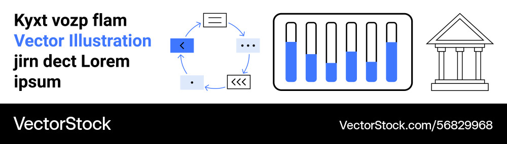 Data flow diagram with analytics bar chart Vector Image