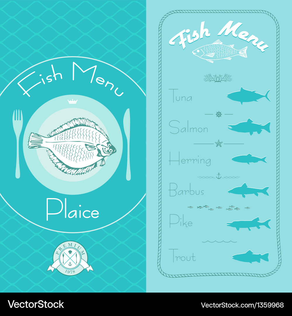 Elegant Fish Menu Set vector image