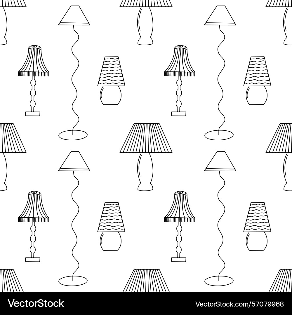 Lamps line sketch seamless pattern Vector Image
