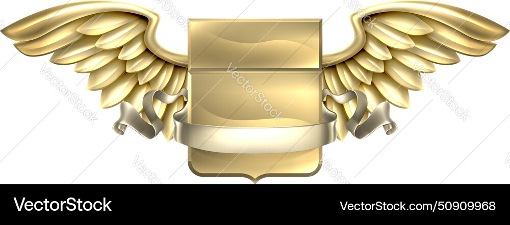 Metal winged shield scroll design Metal winged shield scroll design vector image