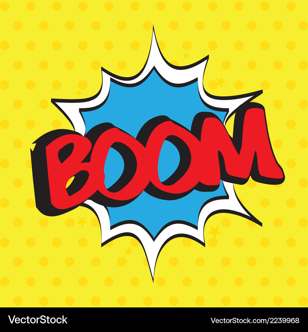 Pop art with boom text over dotted background Vector Image