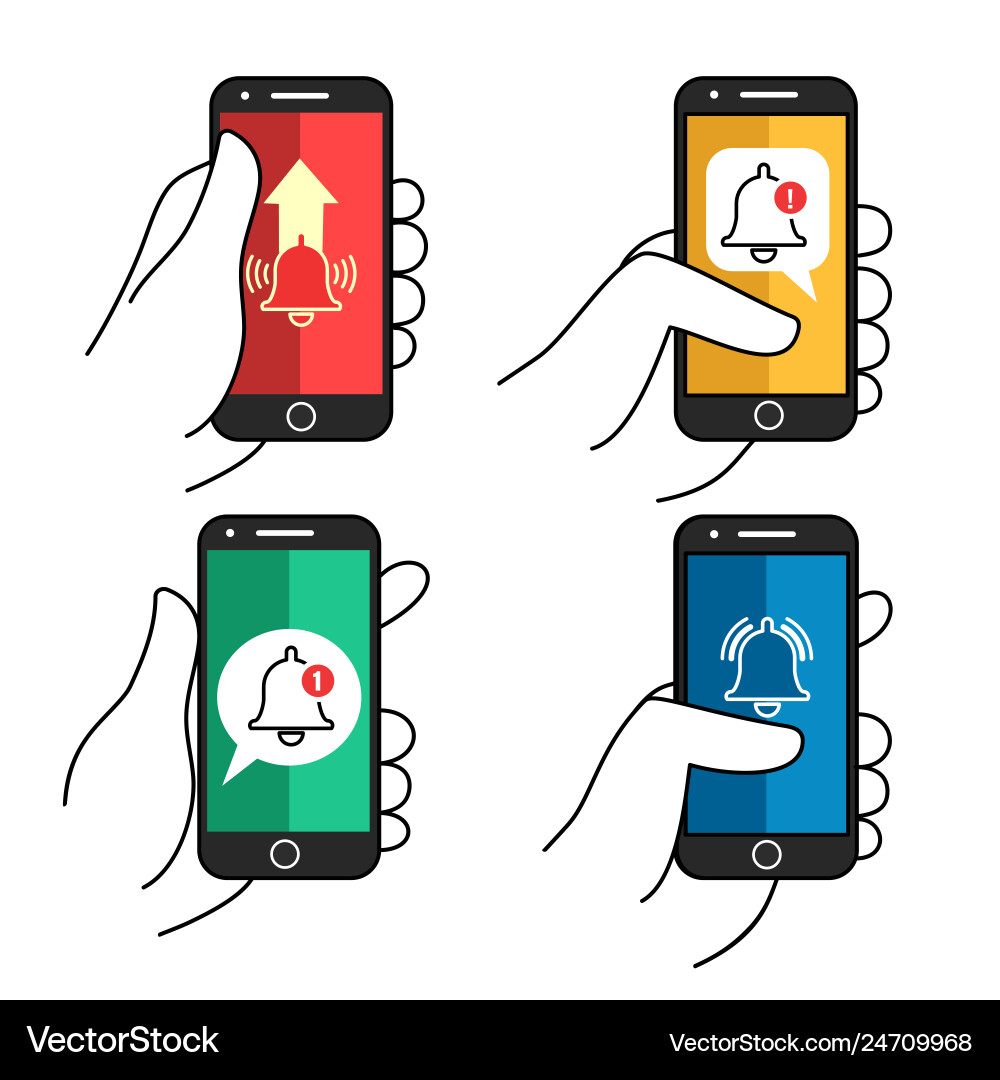 Push notification phone in hand Push notification phone in hand vector image