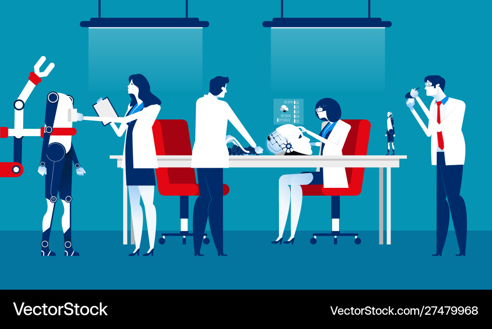 Robot laboratory technology experiments vector image