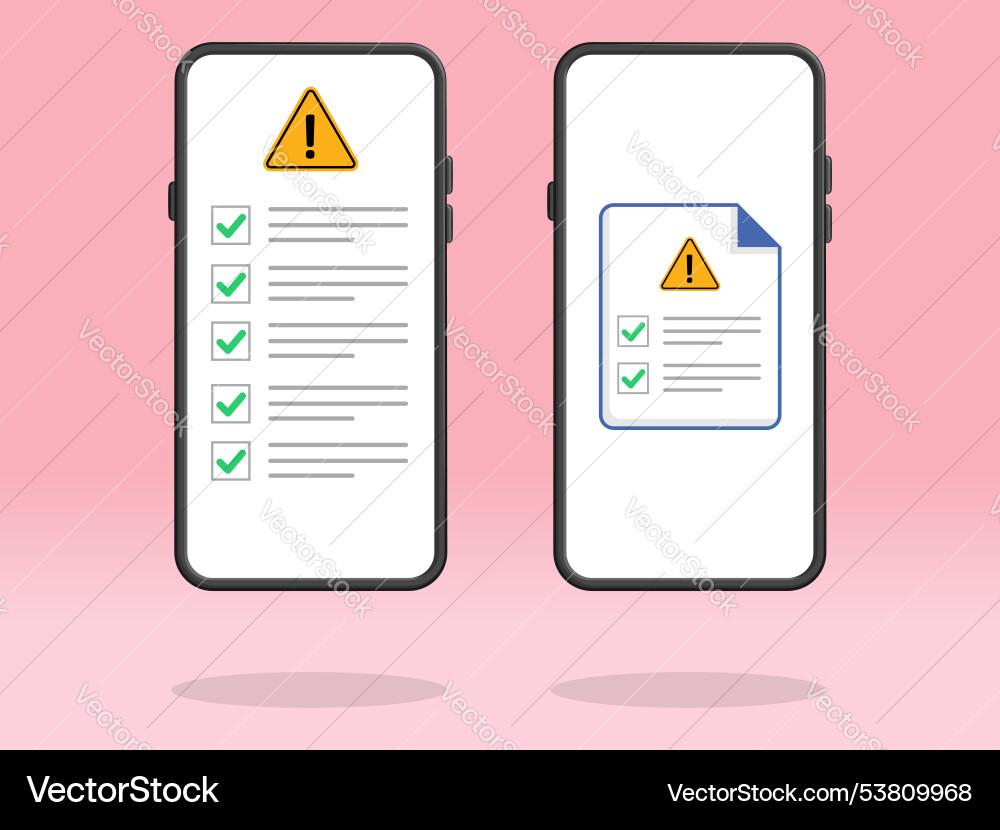 Smartphone checklist triangle caution guideline Smartphone checklist triangle caution guideline vector image