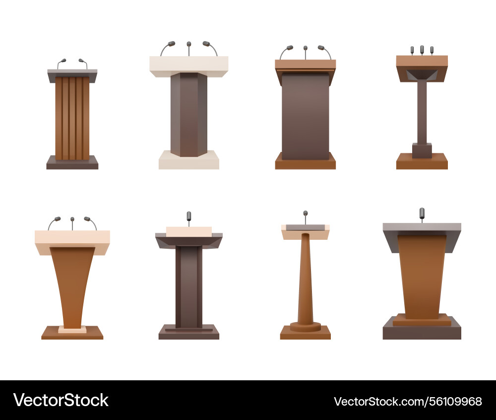 Speech podium lecture speaker stand with mic 3d Speech podium lecture speaker stand with mic 3d vector image