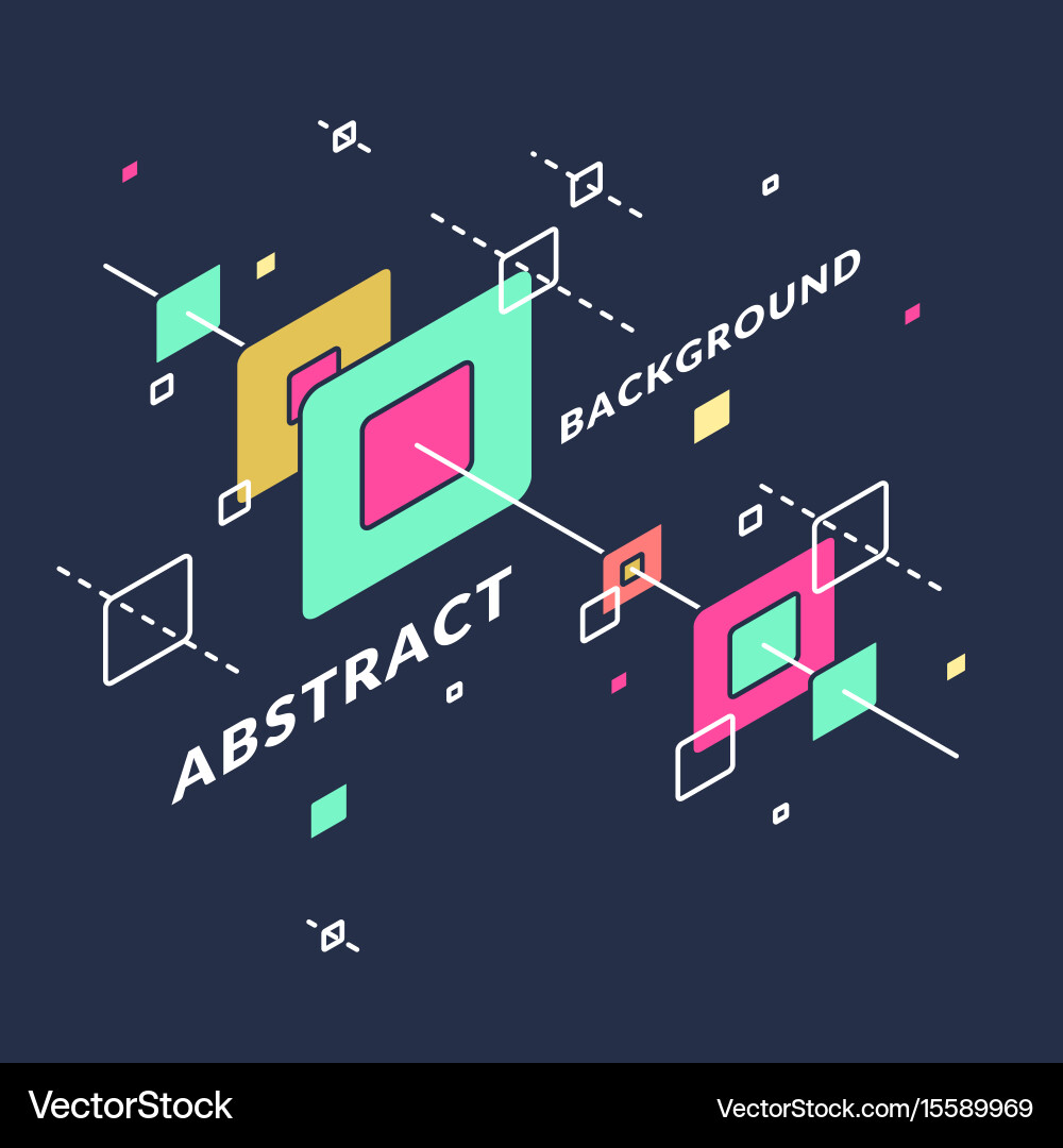 Abstract Isometric Shapes - Space Background Vector Image