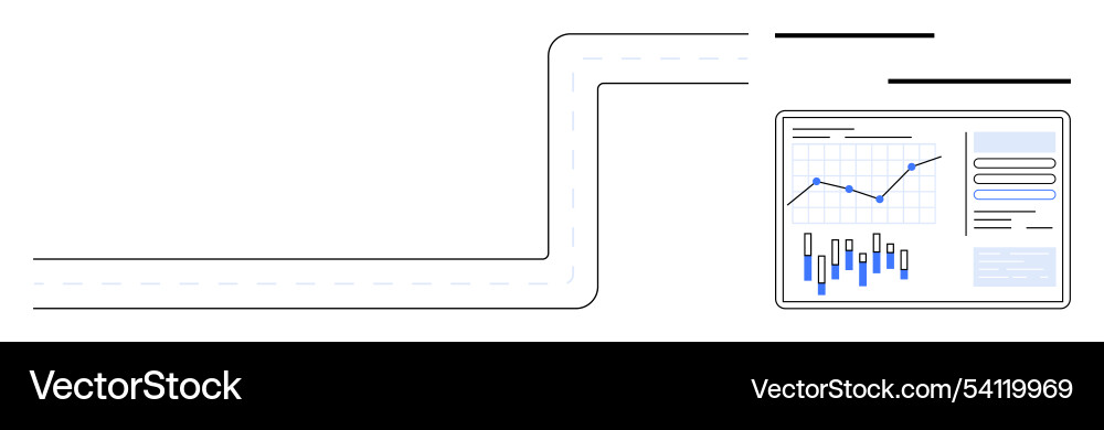 Business analysis with computer screen displaying Business analysis with computer screen displaying vector image