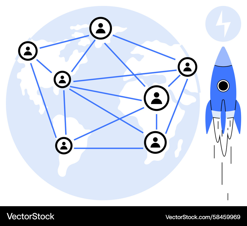 Global Network Launch Concept Vector Image