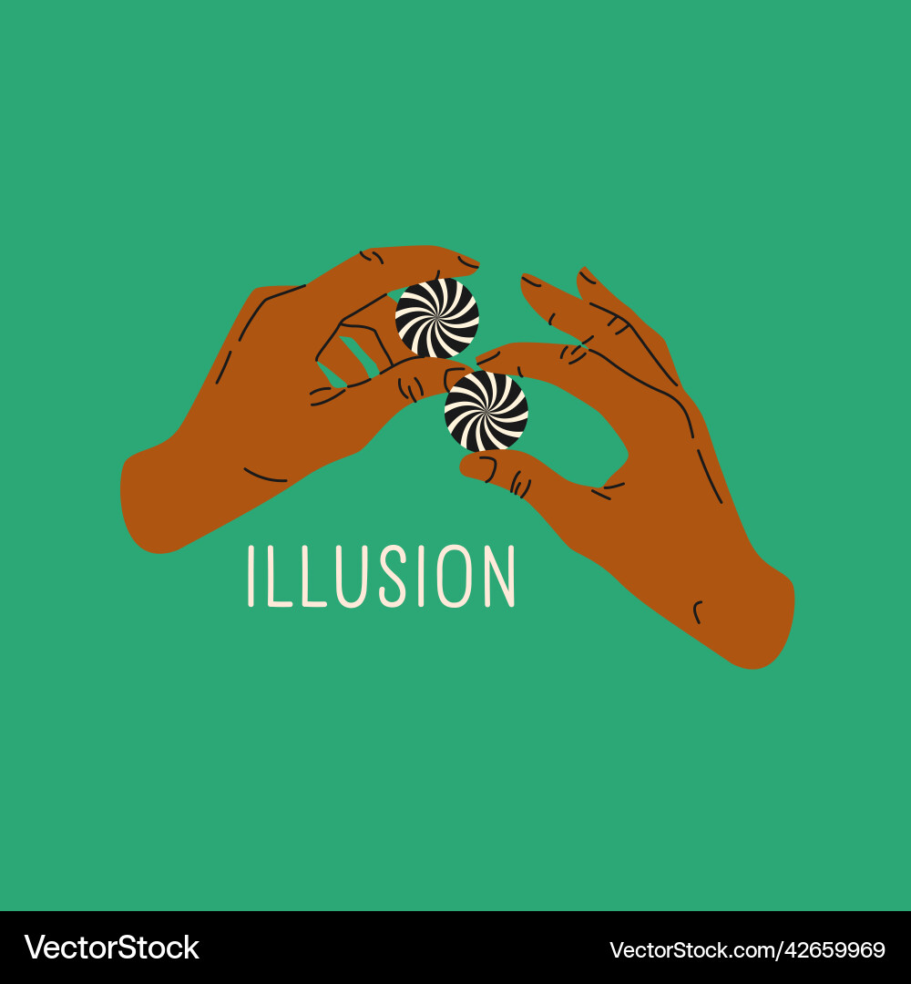 Hands Holding Round Objects - Isolated Vector Image
