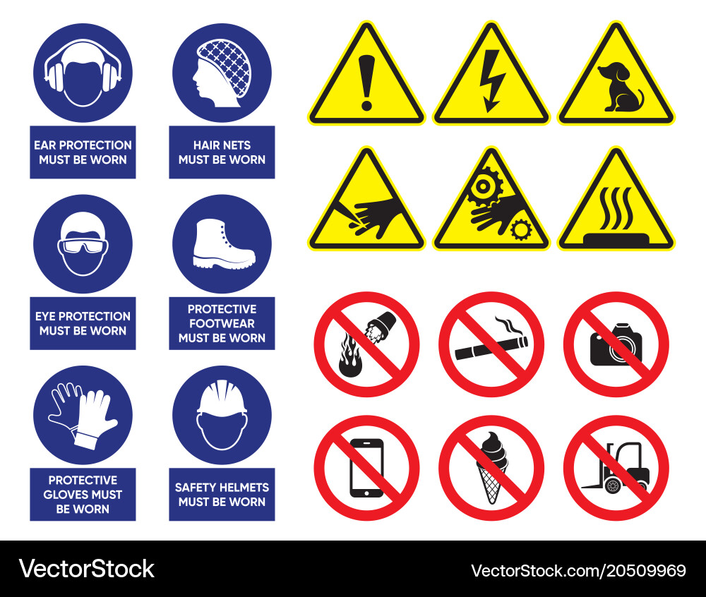 Industrial Safety Sign Collection Royalty Free Vector Image