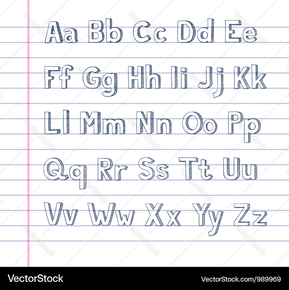 Lettering Practice on Lined Paper Vector Image