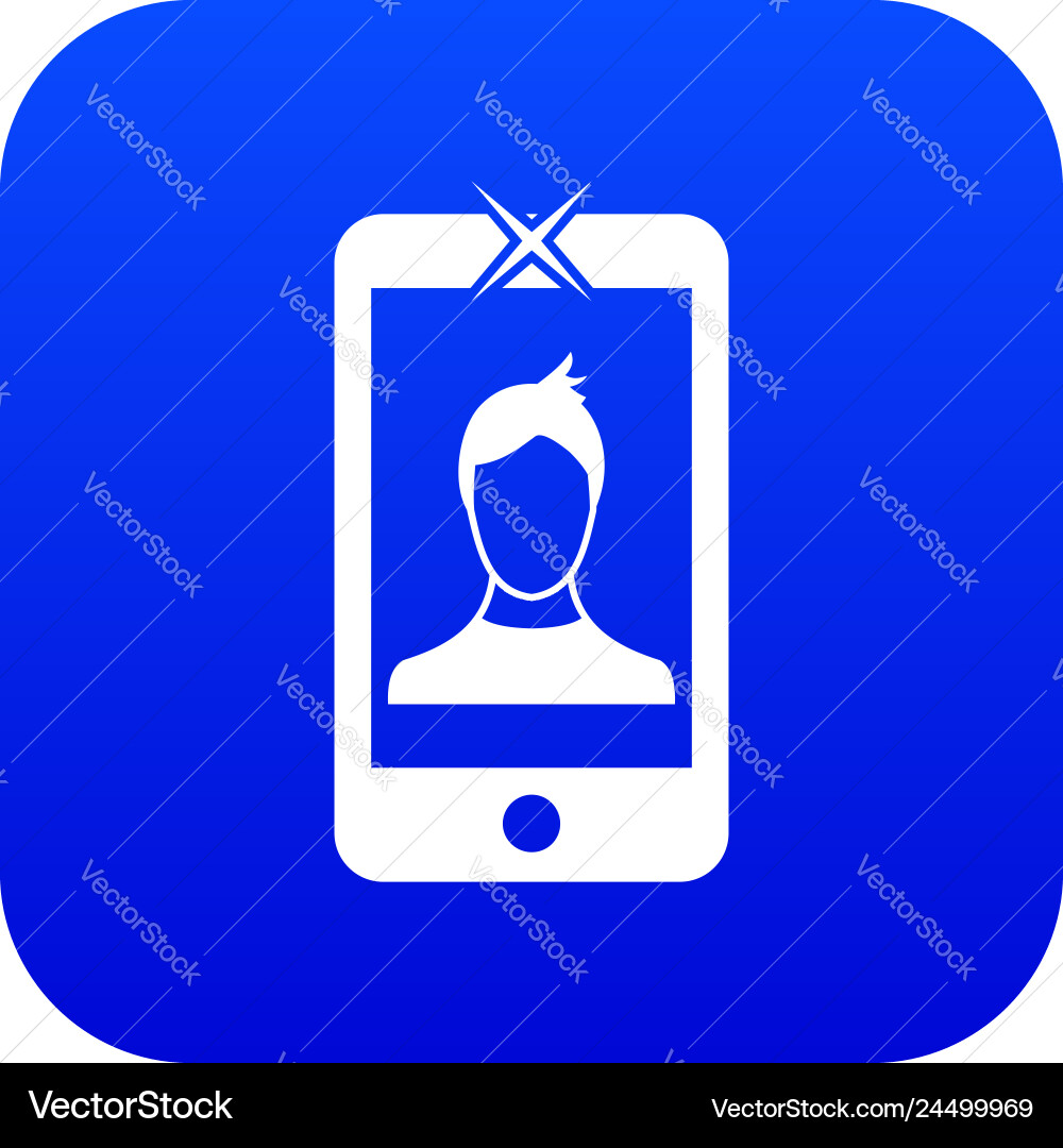 Mobile phone with photo icon digital blue Mobile phone with photo icon digital blue vector image
