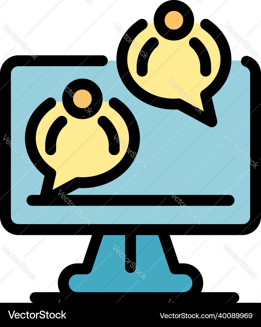 Online meeting icon color outline Online meeting icon color outline vector image