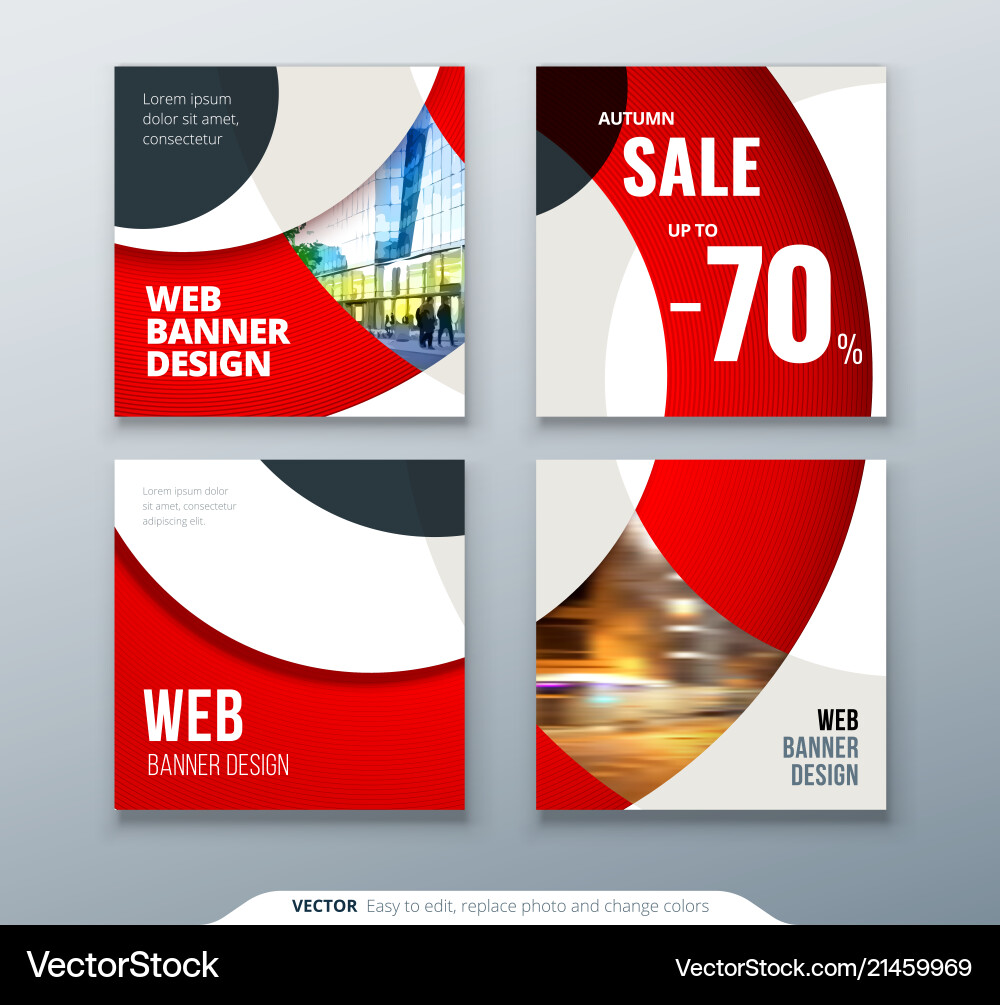 Square banner templtes with circles and shapes vector image