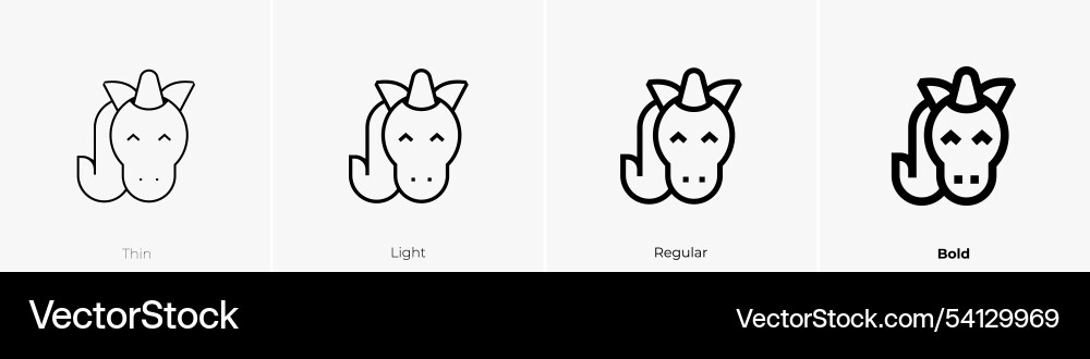 Unicorn icon thin light regular and bold style Vector Image