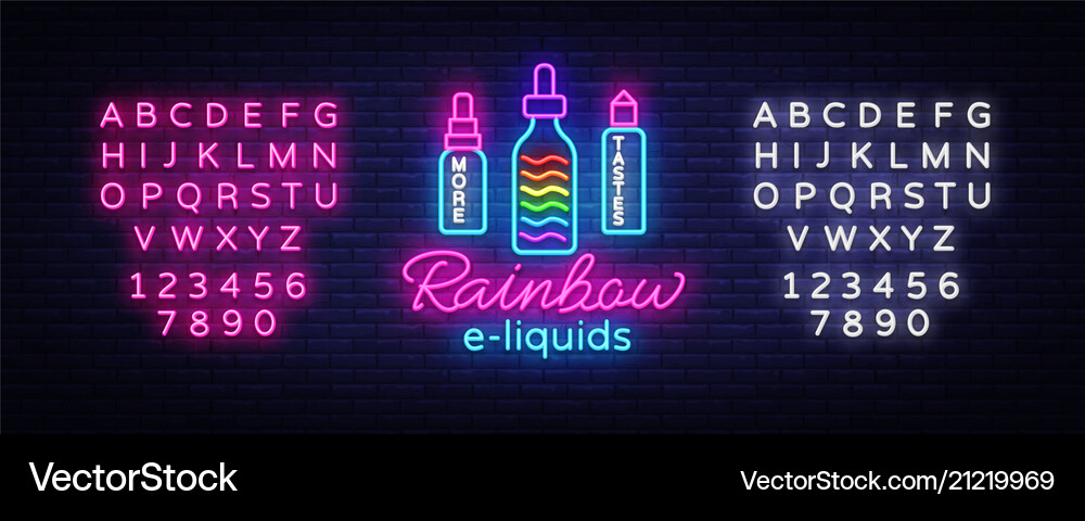 Vape shop logo neon rainbow e-liquids  Royalty-Free Vector | VectorStock