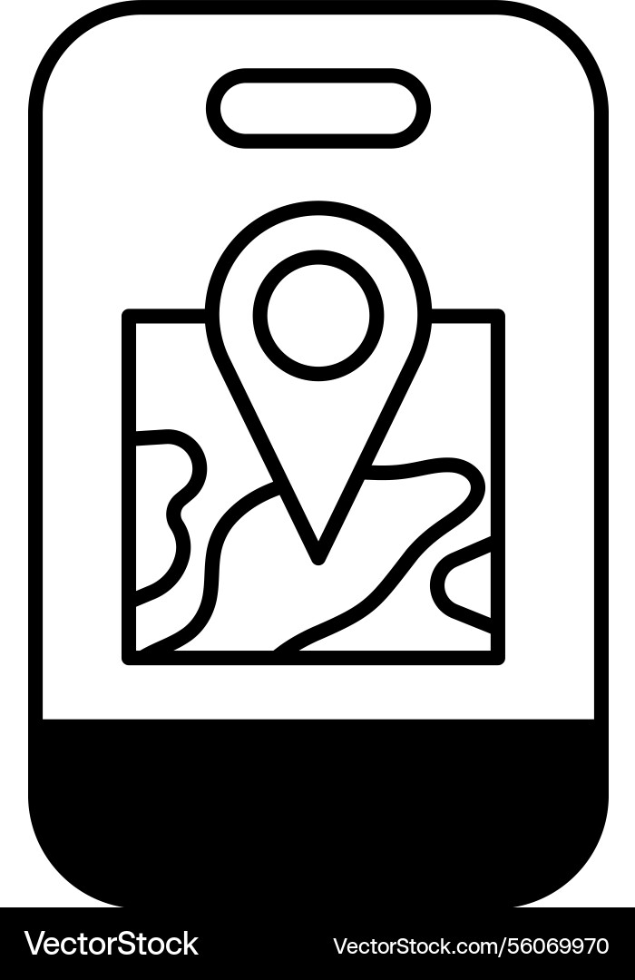 A phone with map on it and pointer A phone with map on it and pointer vector image