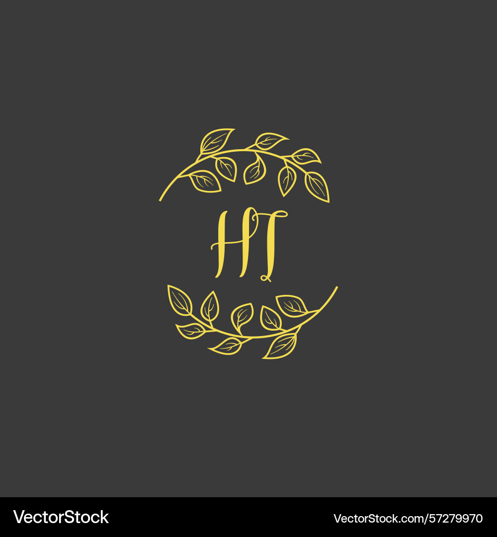 Botanical monogram logos with initial ht Vector Image