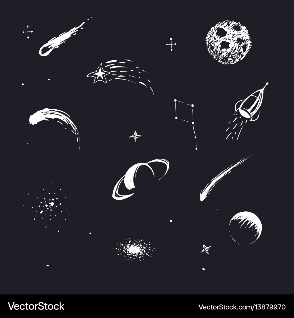 Cosmic objects and space planets vector image