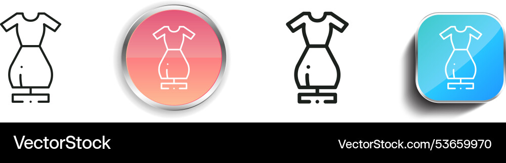 Dress icon thin linear regular and button style vector image