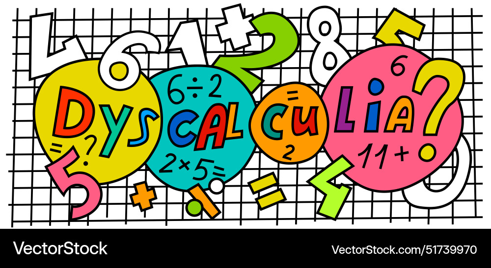 Dyscalculia concept math disability banner Dyscalculia concept math disability banner vector image