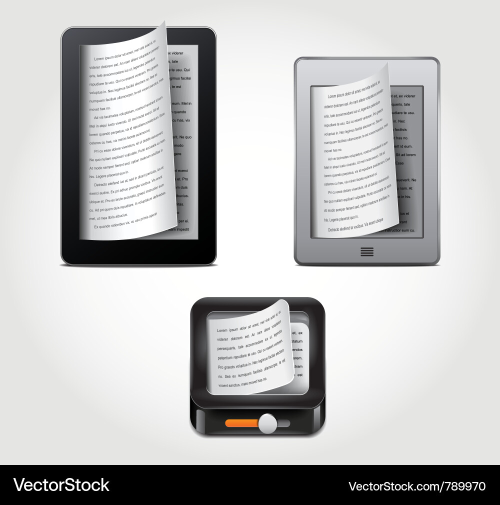 E-Reader Icon Set Vector Image