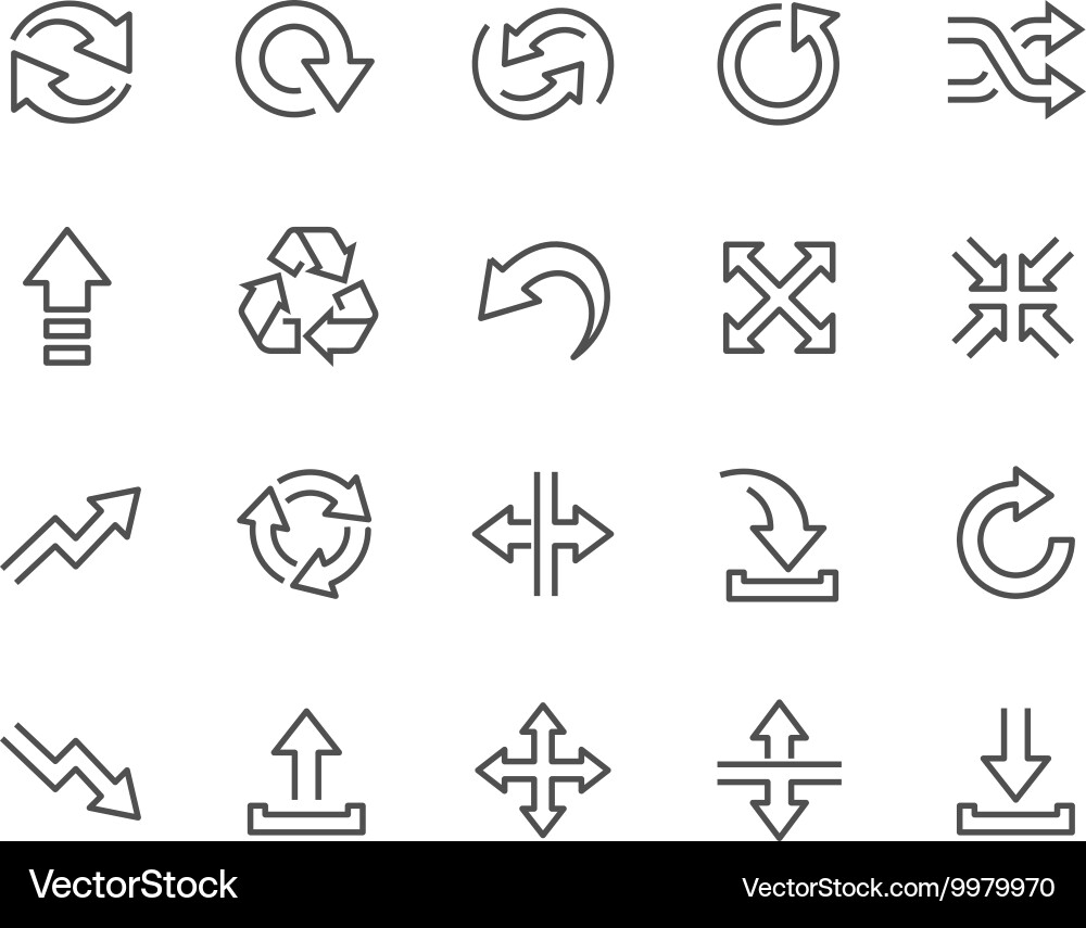 Interface Arrow Icons - Line Style vector image