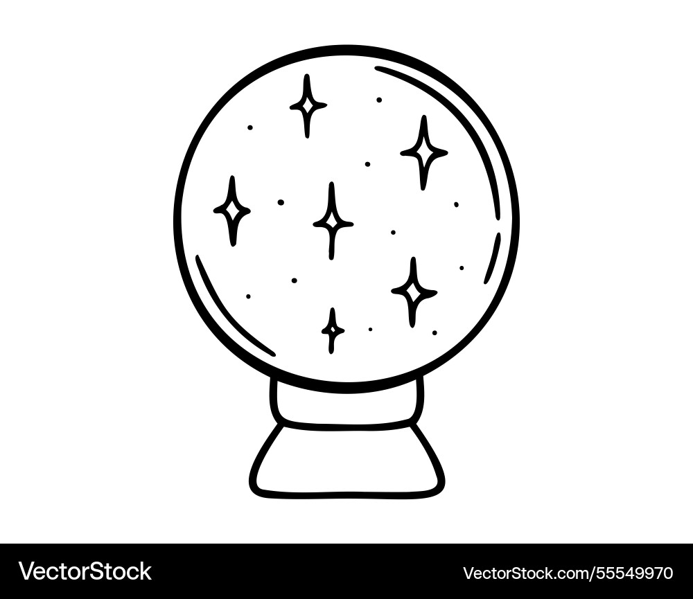 Magic crystal ball or divination doodle hand Magic crystal ball or divination doodle hand vector image