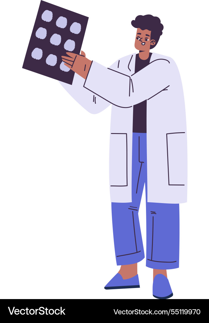 Man scientist character in coat standing Man scientist character in coat standing vector image