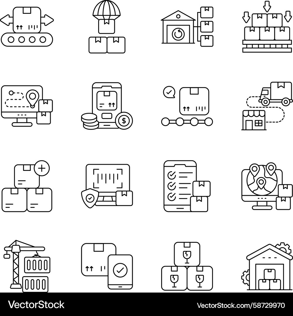 Set of logistic and cargo linear icons Vector Image