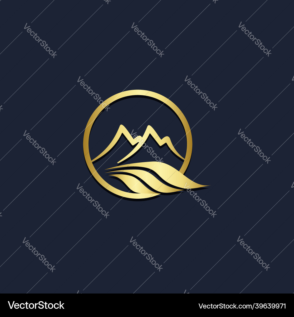 Berglandschaft Natur gold Logo Berglandschaft Natur gold Logo vektorbild