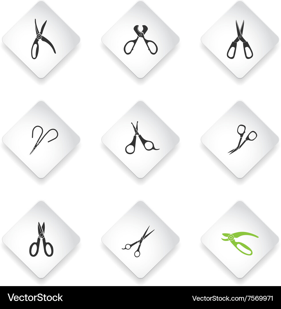 Scissors icons set Vector Image