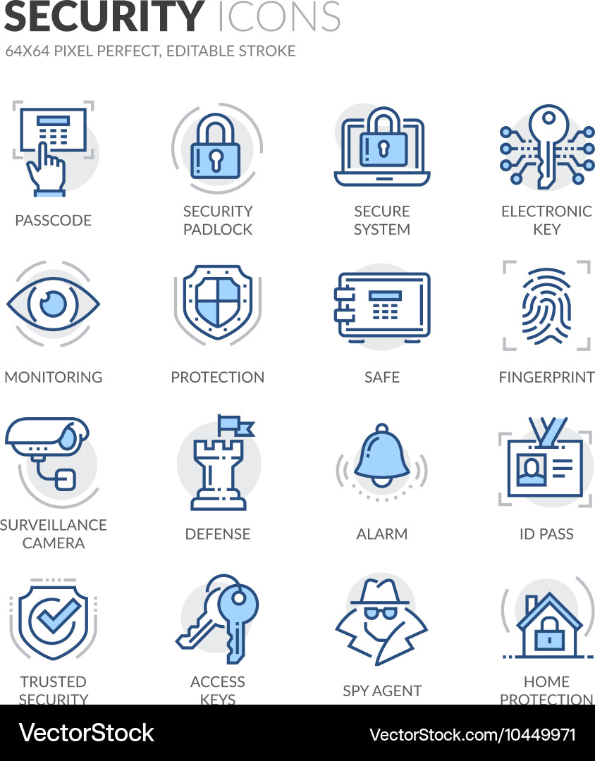 Security Line Icons - Simple Set vector image