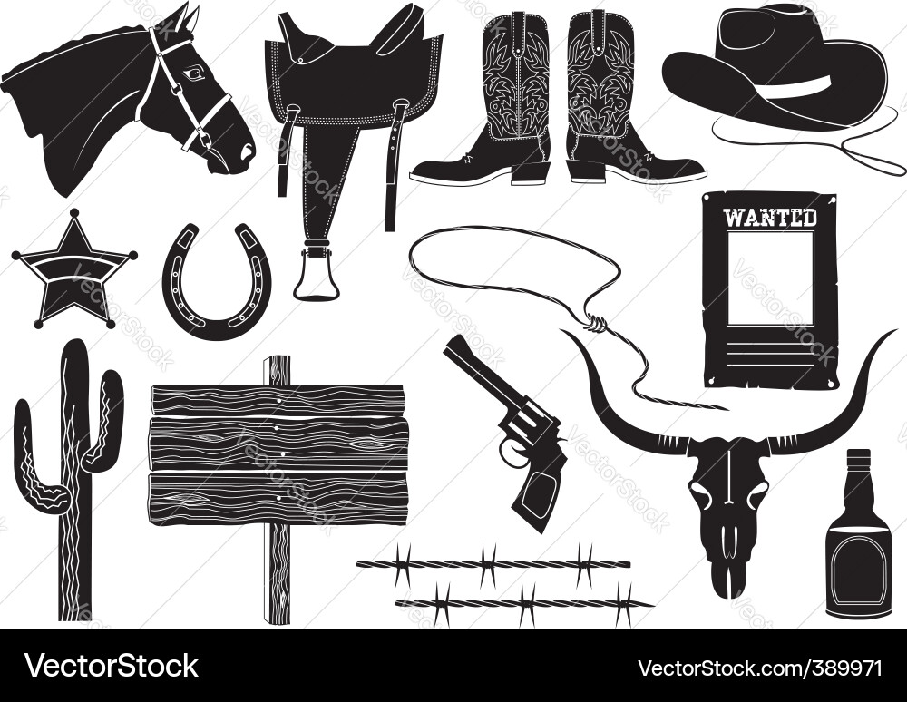 Western Cowboy Elemente Vektorbild