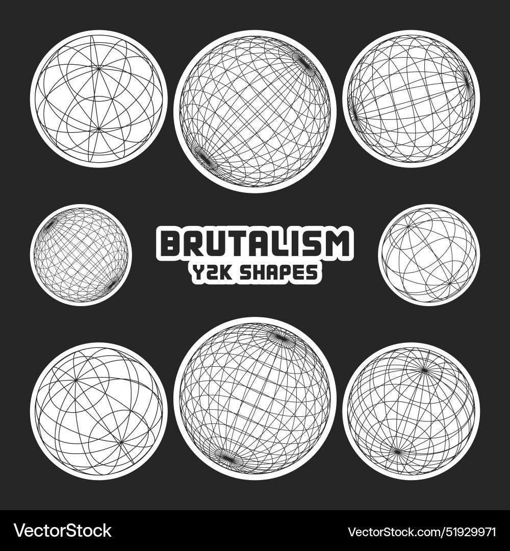 Wireframe shapes lined sphere perspective mesh Wireframe shapes lined sphere perspective mesh vector image