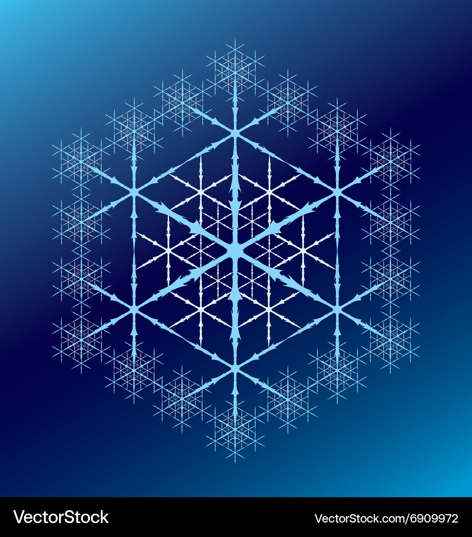 Blue six-pointed snowflake on a gradient Vector Image