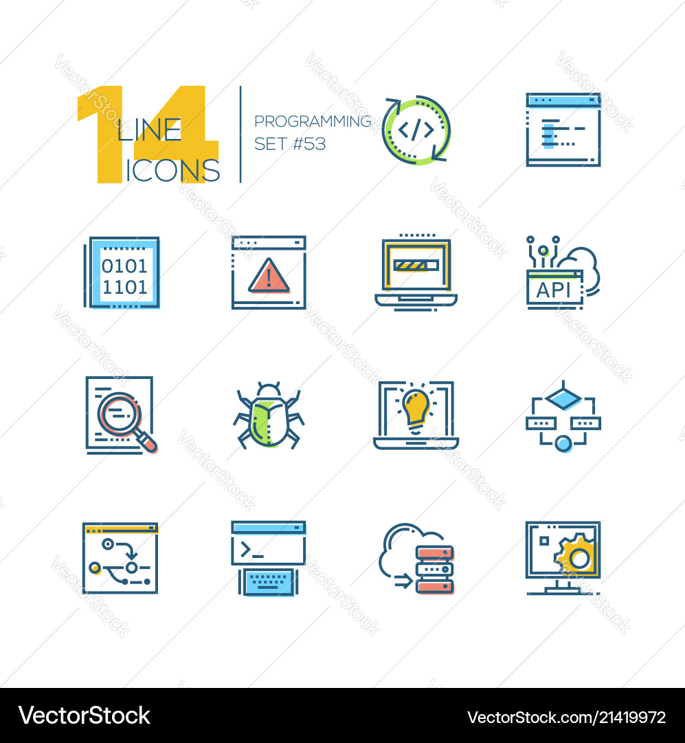 Coding Icons - Thin Line Set vector image