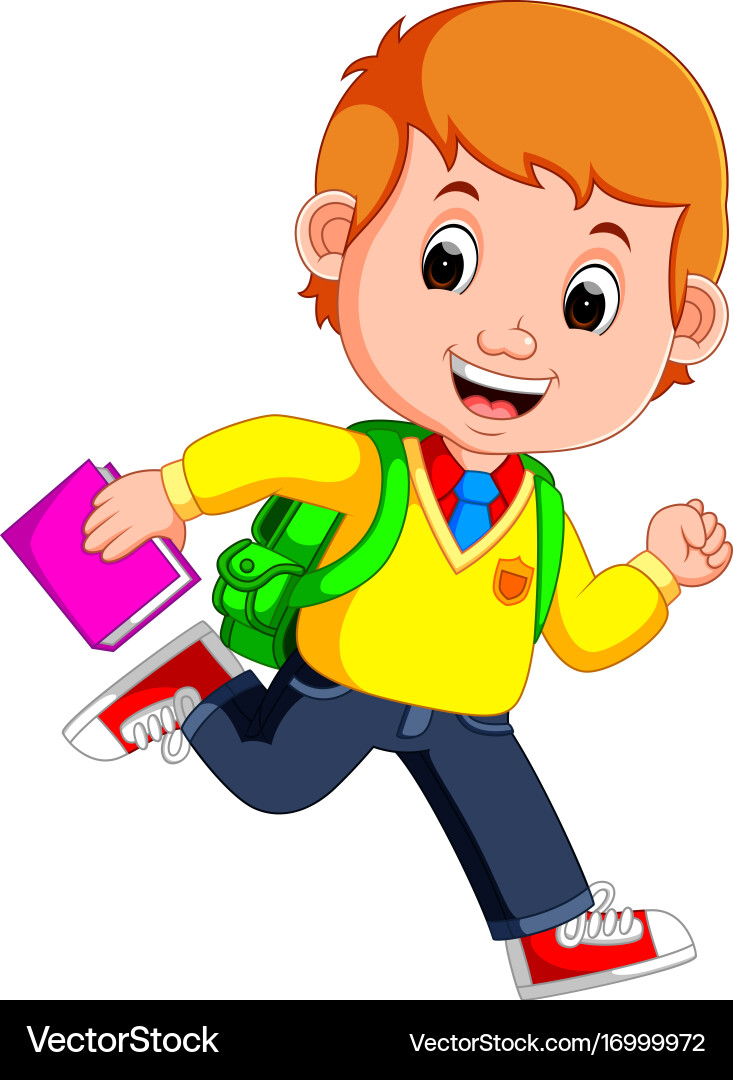 Cute boy go to school cartoon vector image