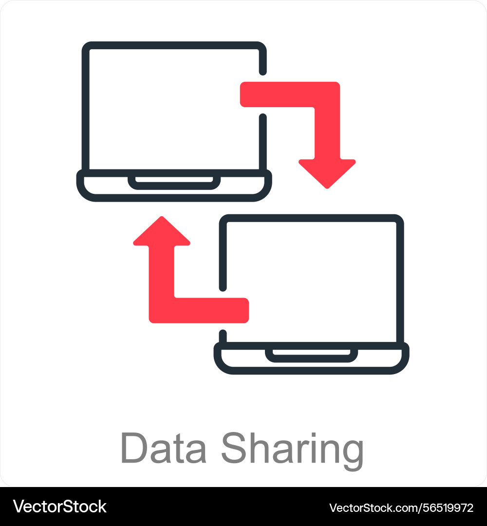 Data sharing and file icon concept vector image