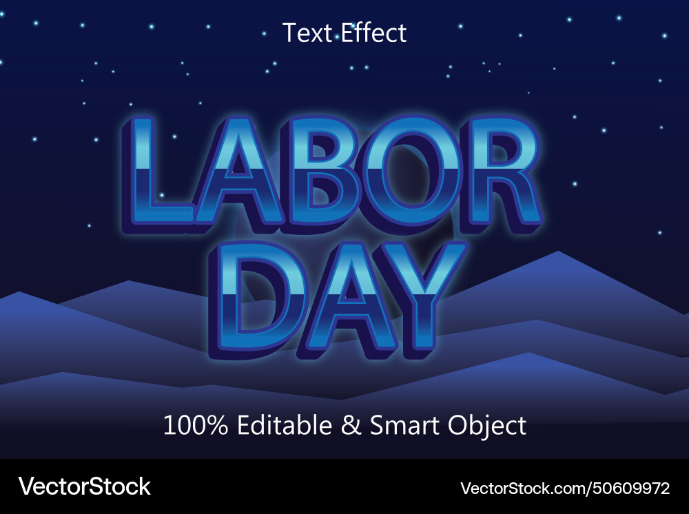 Labor day editable text effect 3 dimension emboss Vector Image