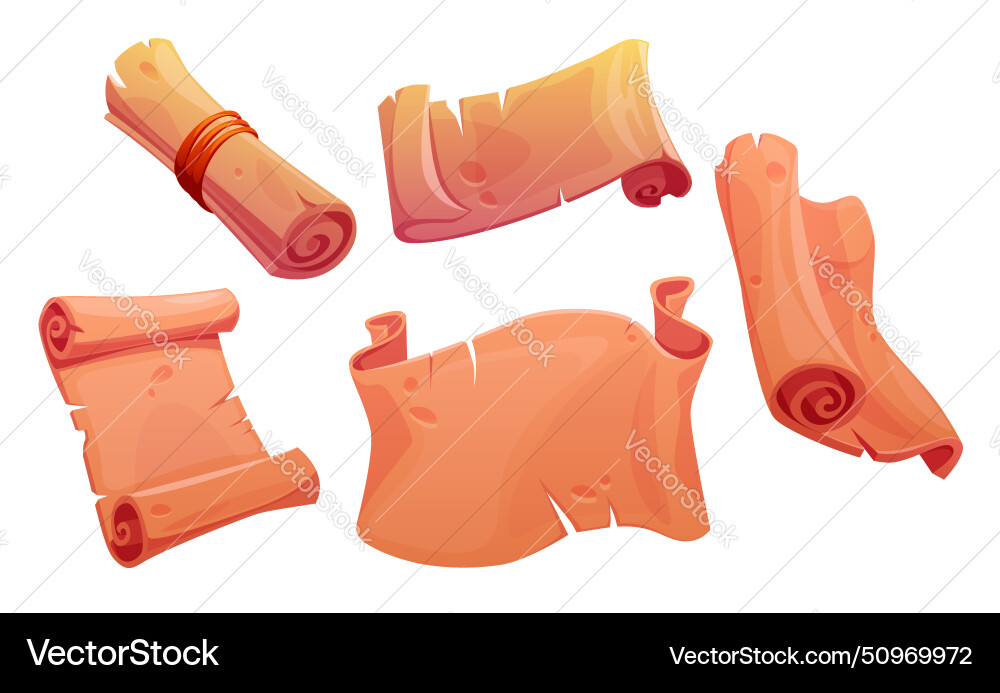 Magic game parchment scroll for old map ui cartoon Magic game parchment scroll for old map ui cartoon vector image