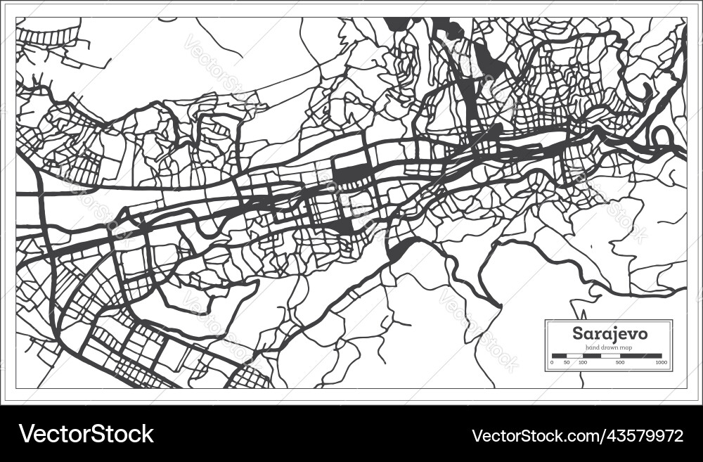 Sarajevo bosnia and herzegovina city map in black vector image