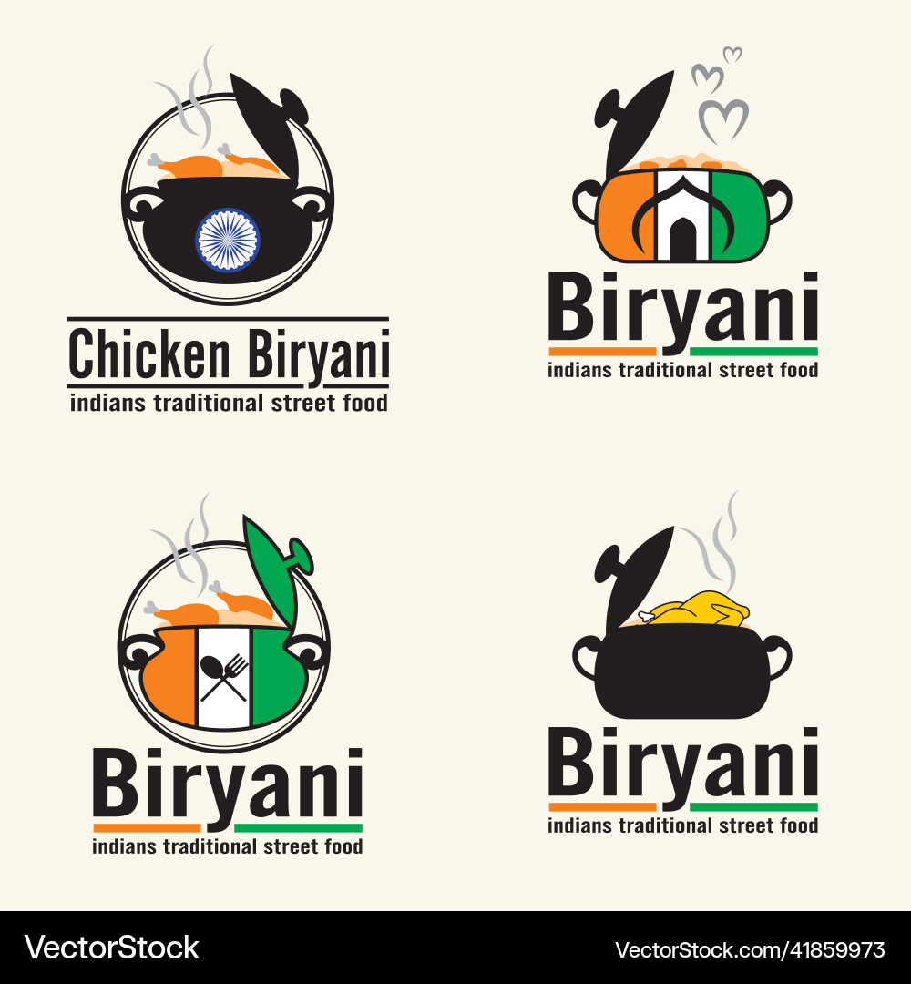 Chicken biryani logo - indian street food Chicken biryani logo - indian street food vector image