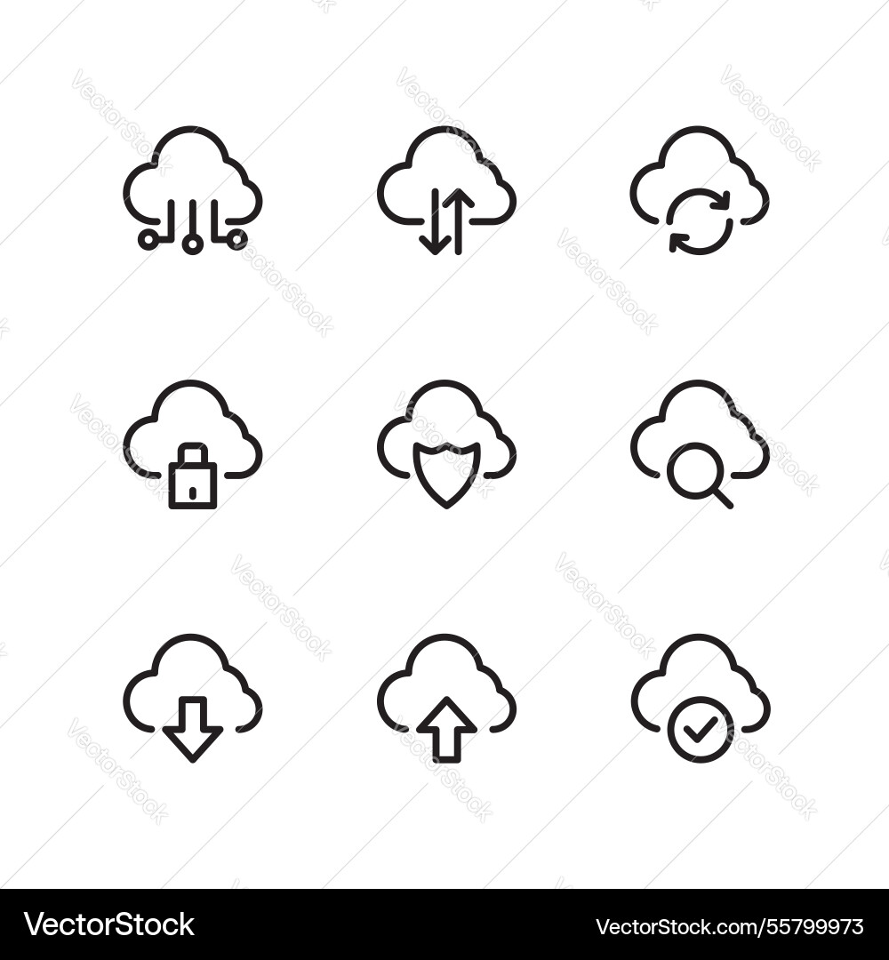Cloud computing icon set vector image